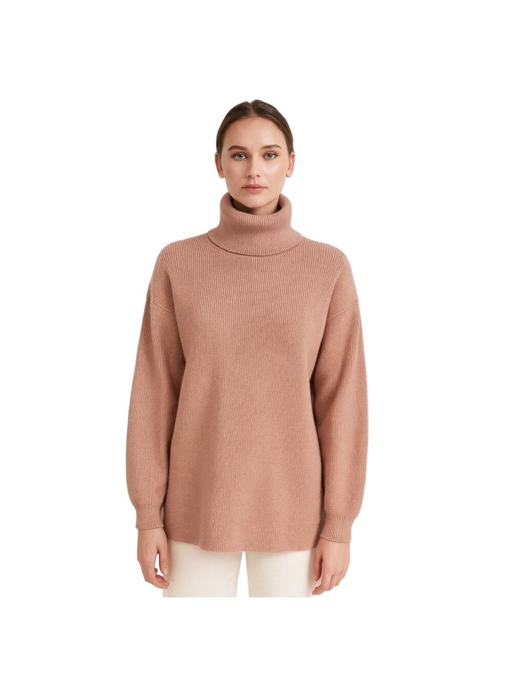 Free People Knit Turtleneck Sweater - Dusty Rose